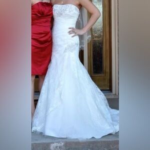 Lace beaded ivory wedding dress